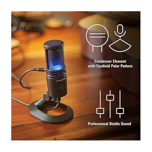 오디오테크니카 Audio-Technica AT2020USB-X Cardioid Condenser USB Microphone Bundle with Polsen HPC-A30-MK2 Monitor Headphones & Pop Filter