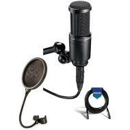 Audio Technica AT2020 Condenser Studio Microphone Bundle with Pop Filter and XLR Cable