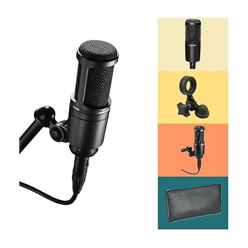 오디오테크니카 Audio Technica AT2020 Condenser Studio Microphone Bundle with Pop Filter and XLR Cable