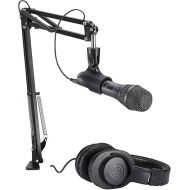 Audio-Technica AT2005USBPK Vocal Microphone Pack for Streaming/Podcasting, Includes USB and XLR Outputs, Adjustable Boom Arm, & Monitor Headphones,Black