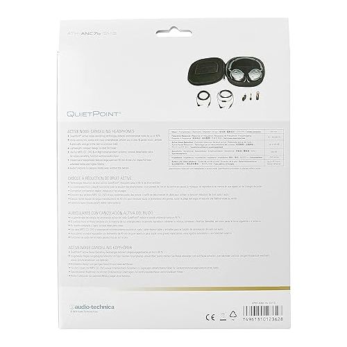 오디오테크니카 Audio-Technica ATH-ANC7b-SViS QuietPoint Noise-Cancelling Headphones with In-Line Mic & Control,Black