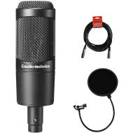 Audio-Technica AT2035 Cardioid Condenser Microphone Bundle with Pop Filter with 2 Layered Mesh and 10-foot XLR Cable