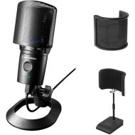 Audio-Technica Cardioid Condenser USB Microphone (AT2020USBXP) Bundle with Desktop Reflection Filter w/Mic Stand & Mic Pop Screen