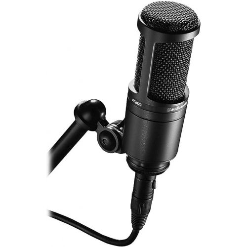 오디오테크니카 Audio Technica AT2020 Cardioid Condenser Microphone Bundle with Pop Filter, 10ft XLR Cable, Carrying Case and 1-Year Extended Warranty