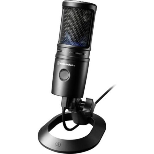 오디오테크니카 Audio-Technica Cardioid Condenser USB Microphone (AT2020USBX) Bundle w/Desktop Reflection Filter with Mic Stand & Mic Pop Screen