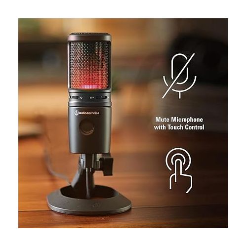 오디오테크니카 Audio-Technica Cardioid Condenser USB Microphone (AT2020USBX) Bundle w/Desktop Reflection Filter with Mic Stand & Mic Pop Screen