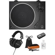 Audio Technica AT-LP5X Direct-Drive Turntable Bundle with Beyerdynamic DT 990 PRO Studio Headphones (Ninja Black, Limited Edition) and Vinyl Record Care System Bundle