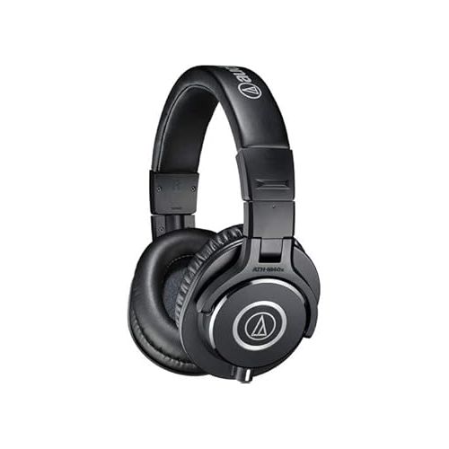 오디오테크니카 Audio-Technica ATH-M40x Closed-Back Monitor Headphones (Black) Bundle with Cables, Carrying Pouch, and 6Ave Cleaning Kit