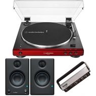 Audio-Technica AT-LP60X Bluetooth Turntable (Red) Bundle with PreSonus Eris 3.5BT Bluetooth Monitors and Knox Gear Cleaning Brush (3 Items)