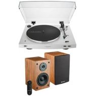 Audio Technica AT-LP3xBT Automatic Wireless Belt-Drive Turntable (White) Bundle with Bluetooth Monitor Speakers (2 Items)