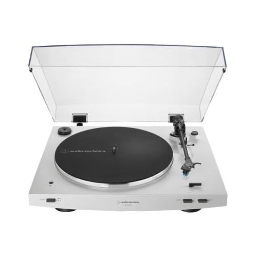 오디오테크니카 Audio Technica AT-LP3xBT Automatic Wireless Belt-Drive Turntable (White) Bundle with Bluetooth Monitor Speakers (2 Items)