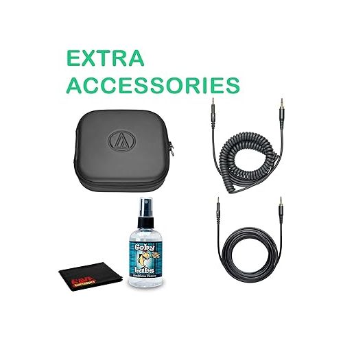 오디오테크니카 Audio-Technica ATH-M70x Dynamic Studio Monitor Headphones with Case, 6Ave Cleaning Kit, and 1-Year Extended Warranty