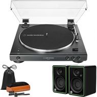 Audio-Technica AT-LP60XBT Bluetooth Fully Automatic Turntable (Black) Bundle with CR3-XBT Bluetooth Speakers and Care Kit (3 Items)