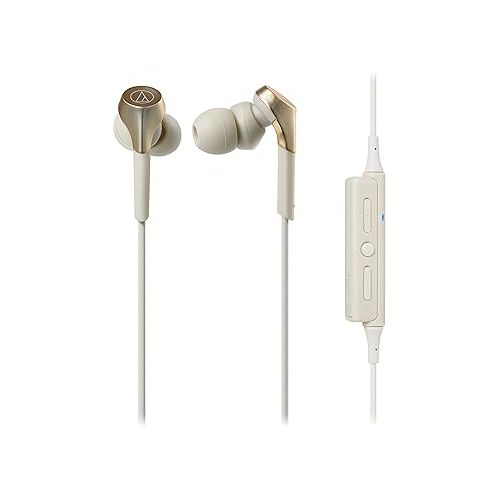 오디오테크니카 Audio-Technica ATH-CKS550XBTCG Solid Bass Bluetooth Wireless In-Ear Headphones, Champagne-Gold