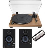 Audio-Technica AT-LPW40WN Fully Manual Belt-Drive Turntable (Walnut) Bundle with Presonus Eris 3.5 3.5-Inch Low-Frequency Driver Media Reference Monitor and Anti-Static Record Brush (3 Items)