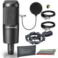 Audio-Technica AT2035 Cardioid Condenser Microphone with Shockmount, Pop Filter, 2-10ft. XLR Cables, and 6Pk Cable Ties