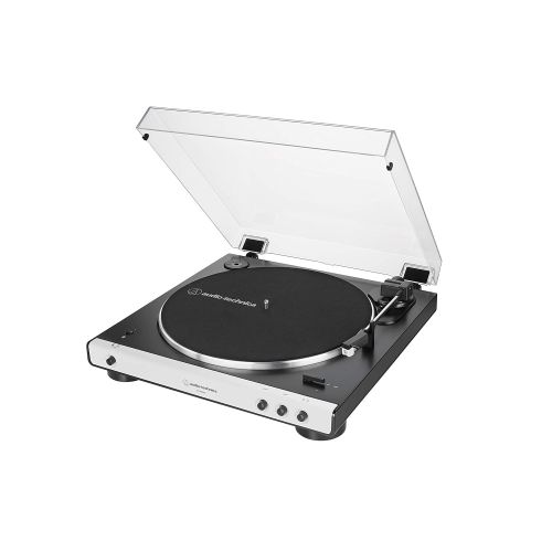 오디오테크니카 Audio-Technica AT-LP60XBT-WH Fully Automatic Bluetooth Belt-Drive Stereo Turntable, White/Black, Hi-Fidelity, Plays 33 -1/3 and 45 RPM Records, Dust Cover, Anti-Resonance, Die-cast