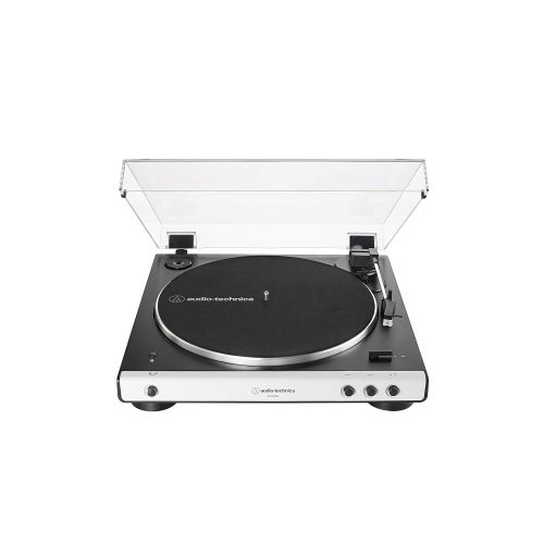 오디오테크니카 Audio-Technica AT-LP60XBT-WH Fully Automatic Bluetooth Belt-Drive Stereo Turntable, White/Black, Hi-Fidelity, Plays 33 -1/3 and 45 RPM Records, Dust Cover, Anti-Resonance, Die-cast