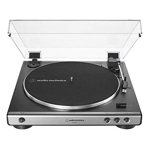 오디오테크니카 Audio-Technica At-LP60X-GM Fully Automatic Belt-Drive Stereo Turntable, Gunmetal/Black, Hi-Fidelity, Plays 33 -1/3 and 45 RPM Vinyl Records, Dust Cover, Anti-Resonance, Die-Cast Al