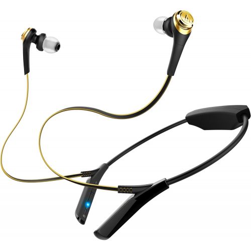 오디오테크니카 Audio-Technica ATH-CKS550BTBGD Bluetooth Solid Bass Wireless Earbuds with Mic & Control, Black-Gold