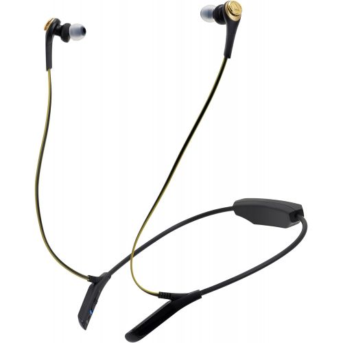 오디오테크니카 Audio-Technica ATH-CKS550BTBGD Bluetooth Solid Bass Wireless Earbuds with Mic & Control, Black-Gold