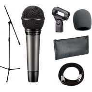 Audio-Technica ATM510 Handheld Cardioid Dynamic Microphone with Mic Clamp & Pouch + Mic Stand + Mic Cable, 20 ft. XLR & Foam Windscreen