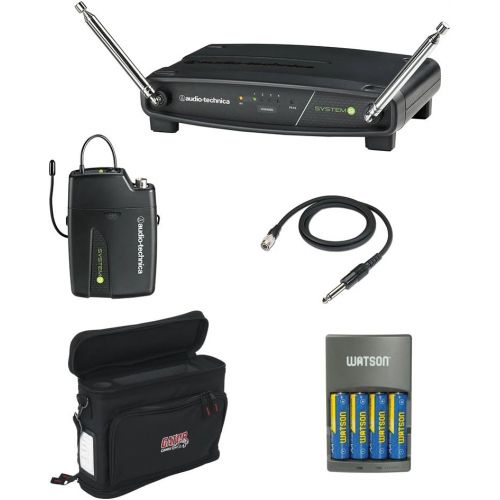 오디오테크니카 Audio-Technica ATW-901A/G System 9 VHF Wireless Unipak System with AT-GcW Guitar/Input Cable, GM-1W Mobile Pack & 4-Hour Rapid Charger Kit