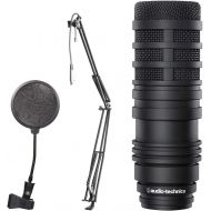 Audio-Technica BP40 Large Diaphragm Dynamic Broadcast Microphone + On Stage Boom Arm with XLR Cable + CAD Audio Pop Filter