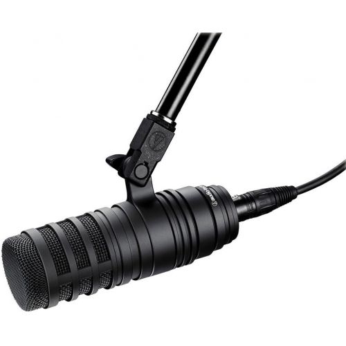 오디오테크니카 Audio-Technica BP40 Large Diaphragm Dynamic Broadcast Microphone + On Stage Boom Arm with XLR Cable + CAD Audio Pop Filter