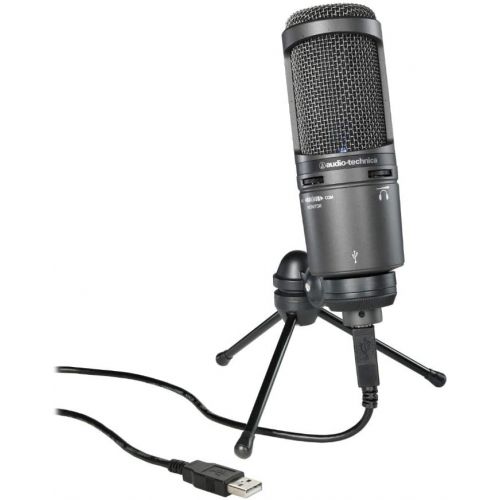 오디오테크니카 Audio-Technica AT2020USBPLUS USB Microphone Bundled with Knox Gear USB Hub, Boom Arm, Shock Mount and Pop Filter (5 Items)