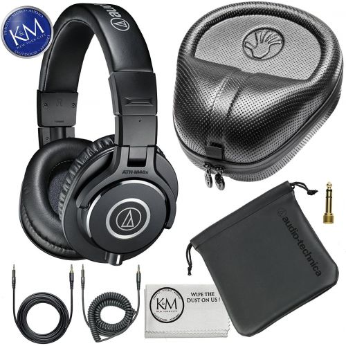 오디오테크니카 Audio-Technica ATH-M40x Professional Studio Monitor Headphones + Slappa Full Sized HardBody PRO Headphone Case (SL-HP-07)