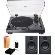 Audio-Technica AT-LP120XUSB USB Turntable Black with Presonus Eris 3.5 Monitors (Pair) and Knox Vinyl Record Cleaning Kit