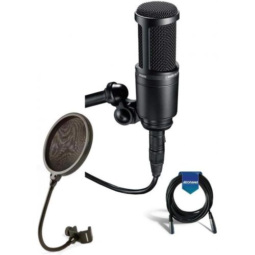 오디오테크니카 Audio Technica AT2020 Condenser Studio Microphone Bundle with Pop Filter and XLR Cable
