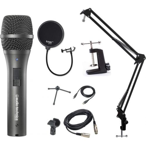 오디오테크니카 Audio-Technica AT2005USB Dynamic Handheld USB/XLR Microphone with Knox Gear Pop Filter, Boom Scissor Arm and Shock Mount