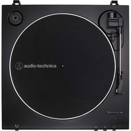 오디오테크니카 Audio-Technica AT-LP60X-BK Fully Automatic Belt-Drive Stereo Turntable, Black, Hi-Fi, 2 Speed, Dust Cover, Anti-Resonance, Die-Cast Aluminum Platter