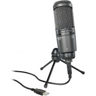 Audio-Technica AT2020USB+ Cardioid Condenser USB Microphone, Black, With Built-In Headphone Jack & Volume Control