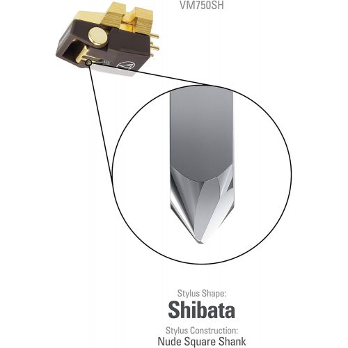 오디오테크니카 Audio-Technica VM750SH Dual Moving Magnet Shibata Stylus Stereo Turntable Cartridge Black