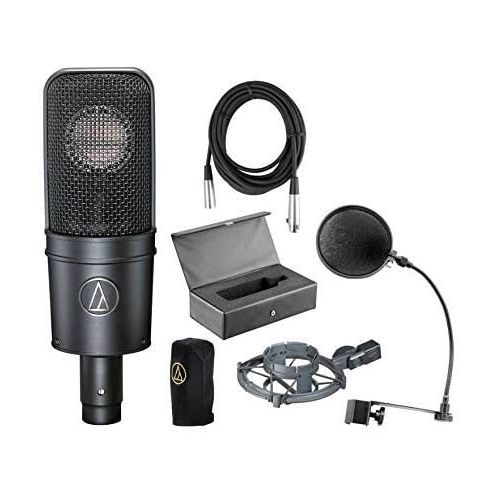 오디오테크니카 Audio-Technica AT4040 Cardioid Condenser Microphone Bundle with Pop Filter, XLR Cable, Shockmount, case and cover