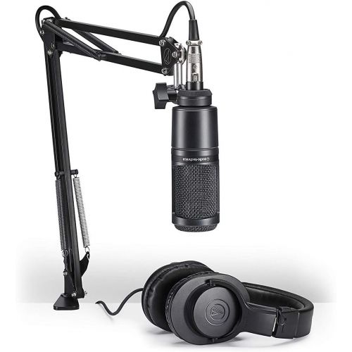 오디오테크니카 Audio-Technica/Mackie Professional Home Studio Starter Kit - AT2020 Microphone, M20x Monitor Headphones with Mackie CR3-X Moniter Speakers and Mackie Onyx Artist Interface