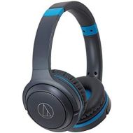 Audio-Technica ATH-S200BTGBL Bluetooth Wireless On-Ear Headphones with Built-In Mic & Controls, Gray/Blue