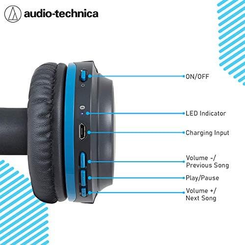 오디오테크니카 Audio-Technica ATH-S200BTGBL Bluetooth Wireless On-Ear Headphones with Built-In Mic & Controls, Gray/Blue