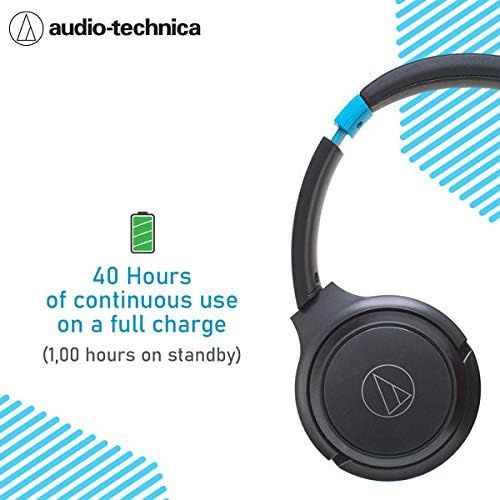 오디오테크니카 Audio-Technica ATH-S200BTGBL Bluetooth Wireless On-Ear Headphones with Built-In Mic & Controls, Gray/Blue