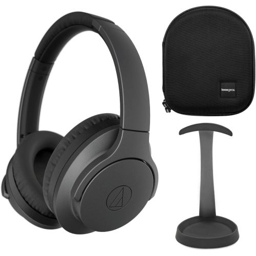 오디오테크니카 Audio-Technica ATH-ANC700BTBK Wireless Noise-Canceling Headphones (Black) Bundle with Knox Gear Aluminum Stand and Protective Case (3 Items)