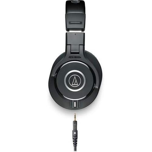 오디오테크니카 Audio-Technica ATH-M40x Closed-Back Monitor Headphones (Black) Bundle with Cables, Carrying Pouch, and 6Ave Cleaning Kit