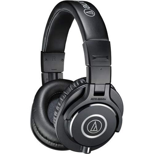 오디오테크니카 Audio-Technica ATH-M40x Closed-Back Monitor Headphones (Black) Bundle with Cables, Carrying Pouch, and 6Ave Cleaning Kit