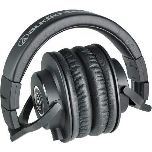 오디오테크니카 Audio-Technica ATH-M40x Closed-Back Monitor Headphones (Black) Bundle with Cables, Carrying Pouch, and 6Ave Cleaning Kit