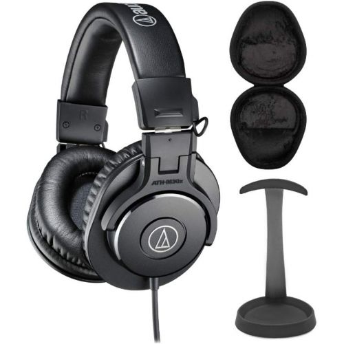 오디오테크니카 Audio-Technica ATH-M30X Professional Headphones Bundle with Knox Stand and Case (3 Items)