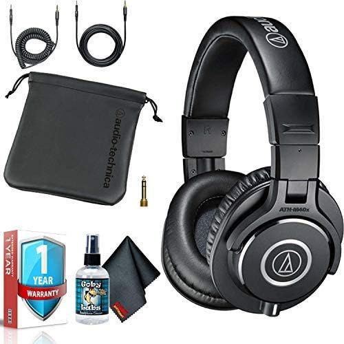 오디오테크니카 Audio-Technica ATH-M40x Over-Ear Professional Studio Monitor Headphones with 6ave Cleaning Kit, Carrying Case and 1-Year Extended Warranty