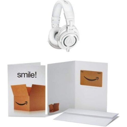 오디오테크니카 Audio-Technica ATH-M50xWH Professional Studio Monitor Headphones with $25 Amazon.com Gift Card