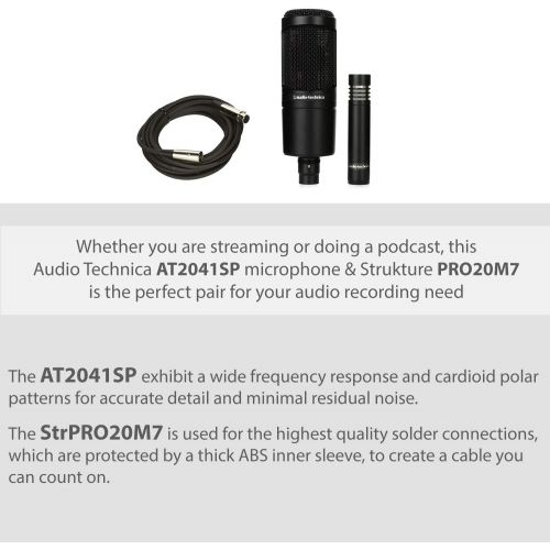 오디오테크니카 Audio-Technica AT2041SP Cardioid Condenser Studio Microphone Package with 2 XLR cables